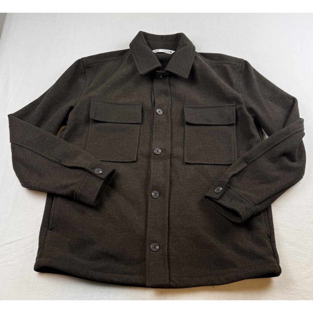 Zara Men's Wool Blend Brown Overshirt Shacket Size M